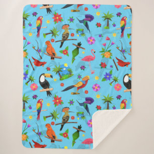 Couverture Sherpa Flamant rose Toucan Et Arara Motif Oiseaux Sans Me