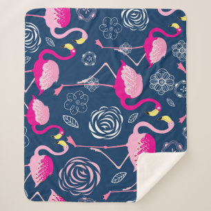 Couverture Sherpa Flamants roses roses : Graphic Dark Motif