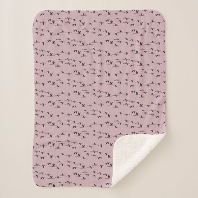 Couverture Sherpa Flamants Roses Volants (Rose Pou (Devant)