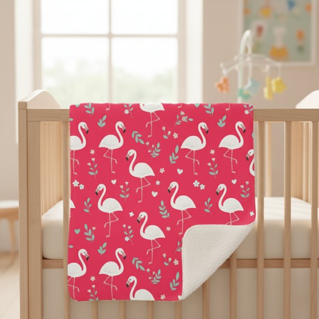Couverture Sherpa Flamingo Baby Blanket,  Pink Bird  Blanket (Créateur téléchargé)