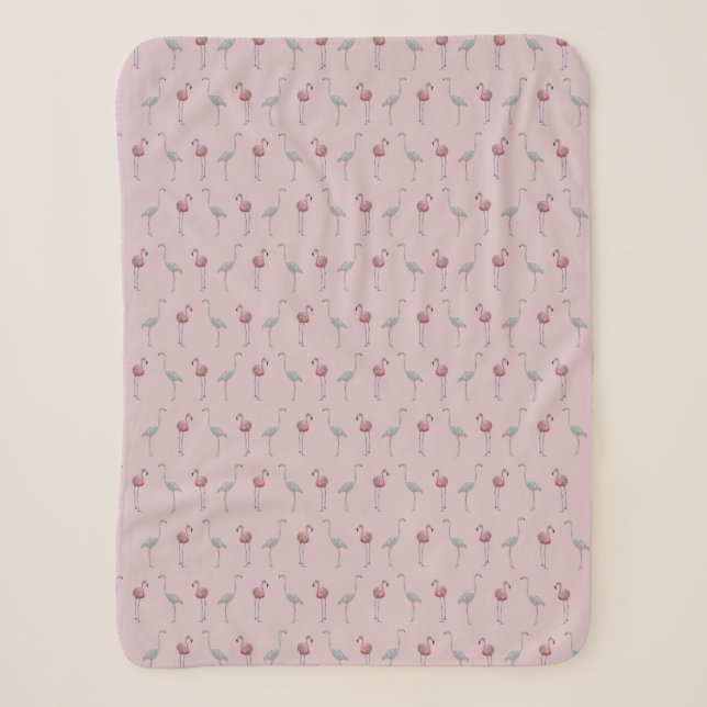 Couverture Sherpa Flamingo Frenzy (Rose Poussiéreu (Devant)