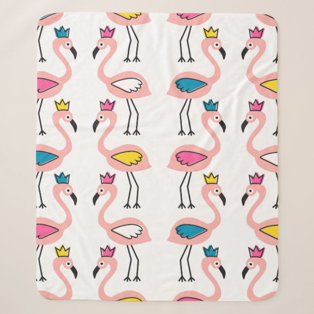 Couverture Sherpa Flamingo with crown seamless pattern. (Devant)