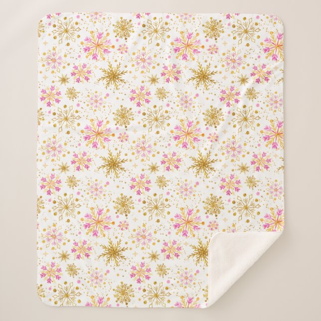Couverture Sherpa Flèches d'hiver roses et or (Devant)