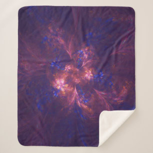Couverture Sherpa Fleur Abstraite Mélange De Motifs Violet Et Bleu