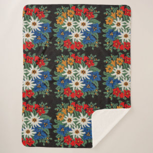 Couverture Sherpa Fleur alpine suisse Edelweiss