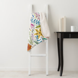 Couverture Sherpa Fleur brillant et joyeux modèle coloré