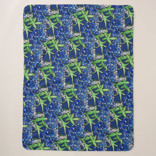 Couverture Sherpa Fleur d'amour texane Texas Bluebonnet             