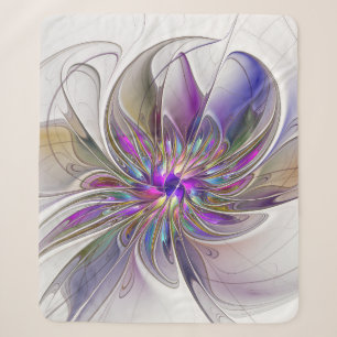 Couverture Sherpa Fleur d'art fractal abstrait énergique et coloré