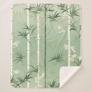 Couverture Sherpa Fleur de bambou sereine asiatique  (2)