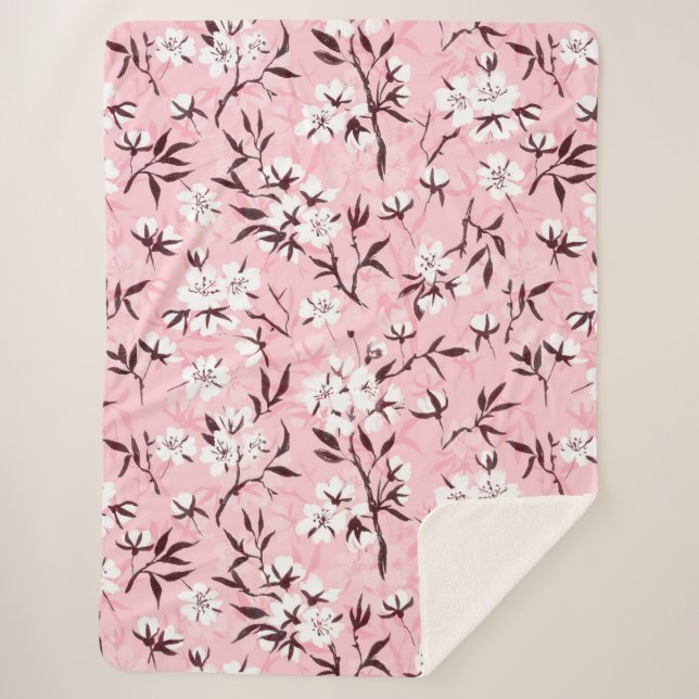 Couverture Sherpa Fleur de cerisier blanc (Devant)