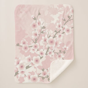 Couverture Sherpa Fleur de cerisier rose pâle vintage