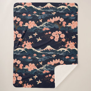 Couverture Sherpa Fleur de cerisier Sakura inspirée par le Japon