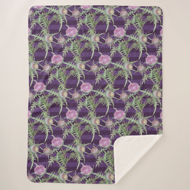 Couverture Sherpa Fleur de chardon violet (Devant)