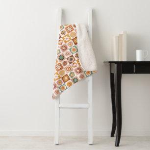 Couverture Sherpa Fleur de Groovy Rétro