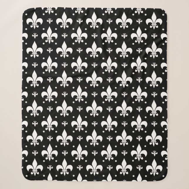 Couverture Sherpa Fleur de lis noir design Motif (Devant)