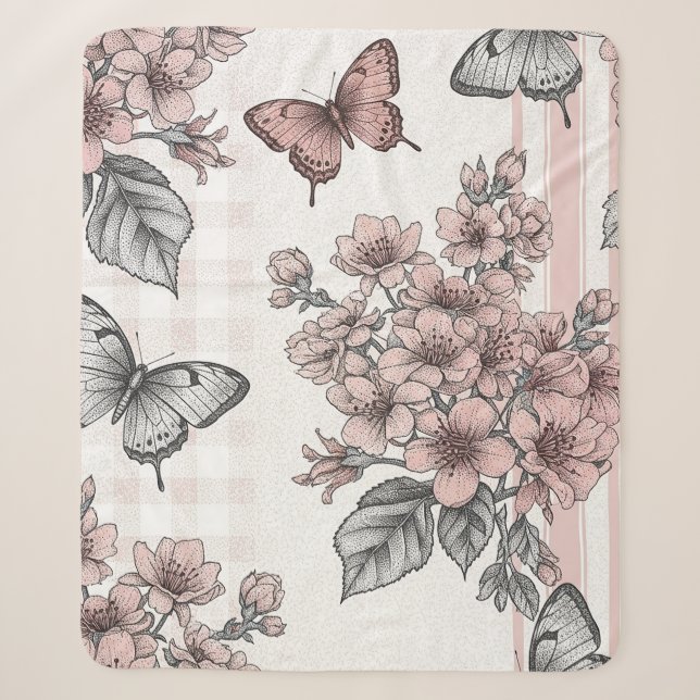 Couverture Sherpa Fleur d'Elegant Papillon (1) (Devant)