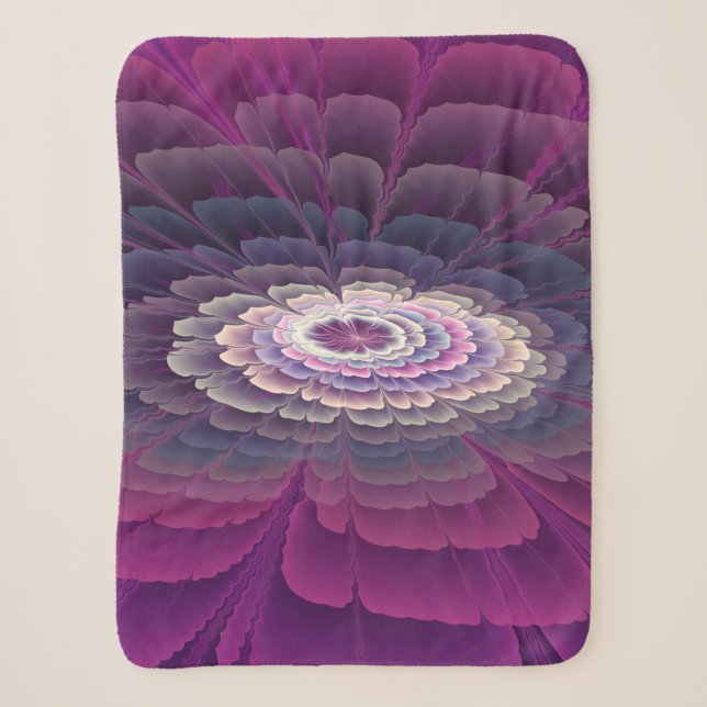 Couverture Sherpa Fleur frappante Coloré Abstrait Art fractal rose (Devant)