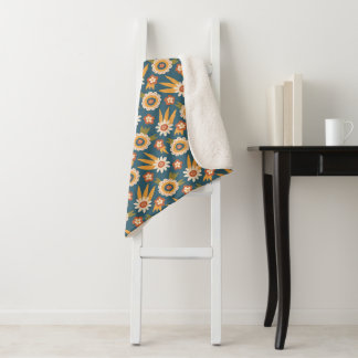 Couverture Sherpa Fleur groovy rétro