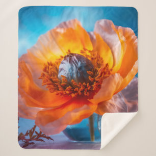 Couverture Sherpa Fleur orange