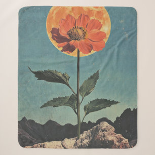 Couverture Sherpa Fleur orange Lune - Charme Boho Vintage (2)