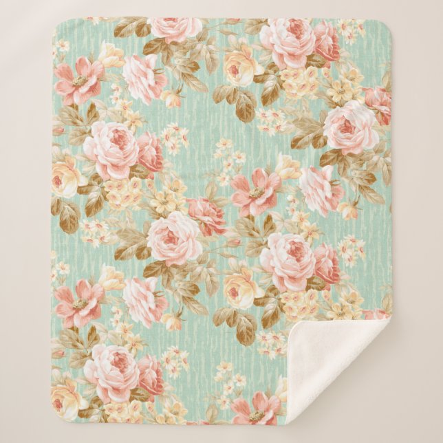 Couverture Sherpa Fleur populaire classique motif sans couture arriè (Devant)