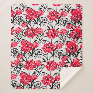 Couverture Sherpa Fleur rouge Floral Illustration Motif Design