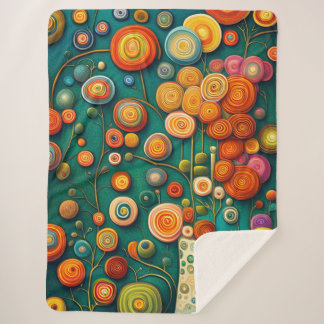 Couverture Sherpa Fleurs Abstraites dans un vase