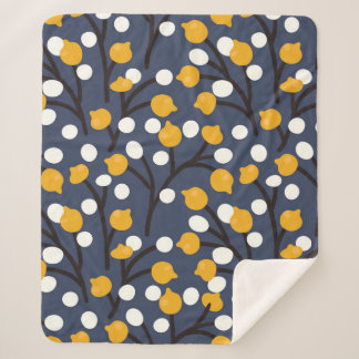 Couverture Sherpa Fleurs Abstraites et motif feuille