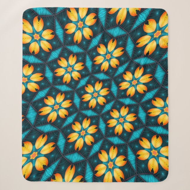Couverture Sherpa Fleurs Abstraites jaunes (Devant)