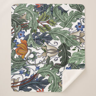 Couverture Sherpa Fleurs, art déco, moderne, sans soudure.