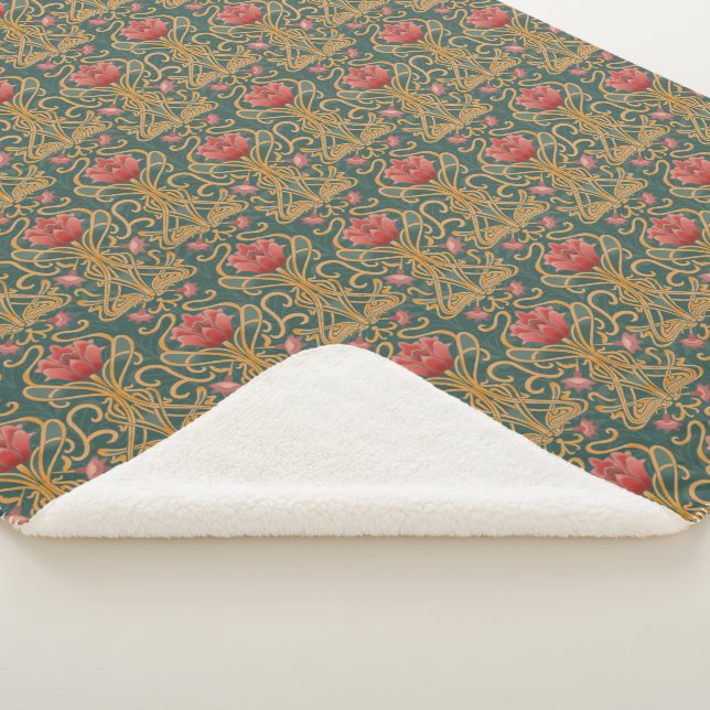 Couverture Sherpa Fleurs Art Nouveau (3/4)