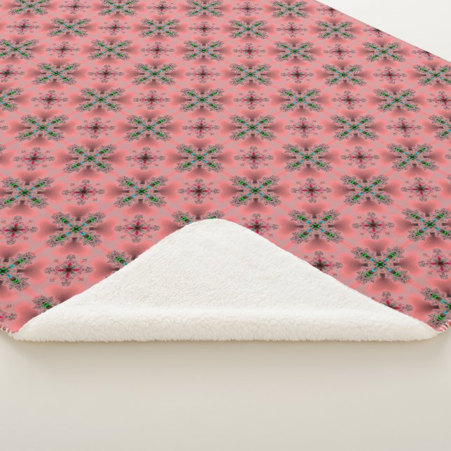 Couverture Sherpa Fleurs Artdeco dans le style rétro (3/4)