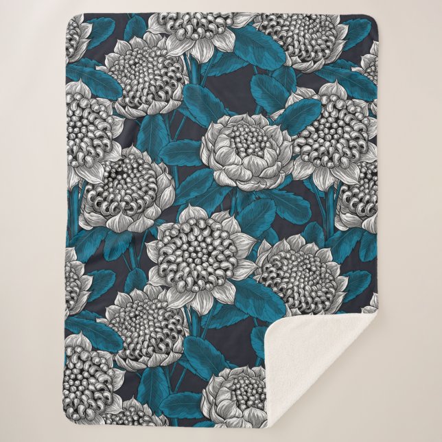 Couverture Sherpa Fleurs blanches de waratah (Devant)