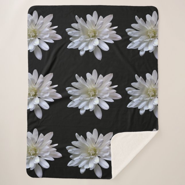 Couverture Sherpa Fleurs blanches motifs de marguerite (Devant)