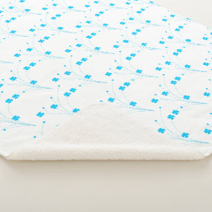 Couverture Sherpa Fleurs Bleues Ciel Lumineux, Petite Impression Flo