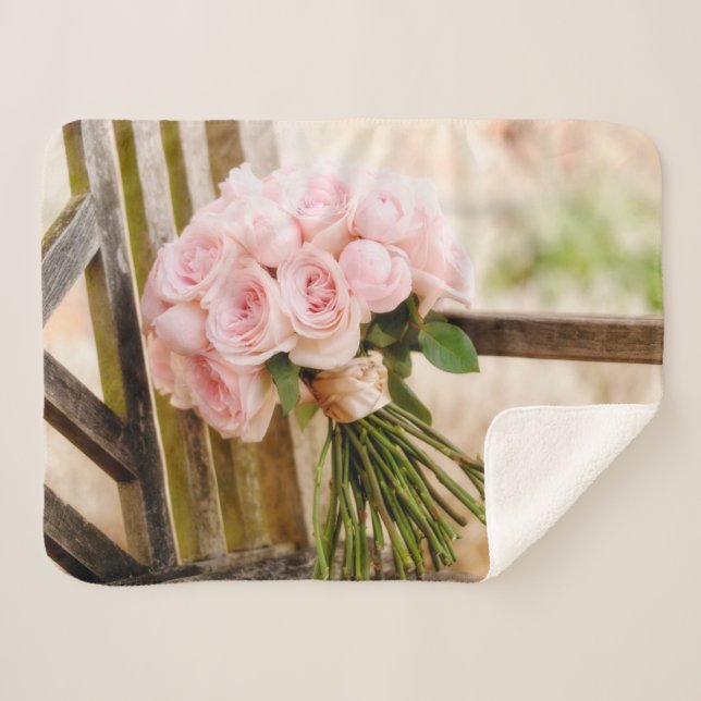 Couverture Sherpa Fleurs | Bouquet rose (Devant (Horizontal))