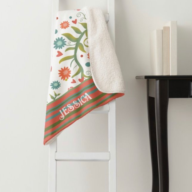 Couverture Sherpa Fleurs Coeurs mignons Inspiribilité (Créateur téléchargé)