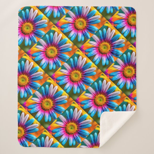 Couverture Sherpa Fleurs colorées mignonnes Motif (Devant)