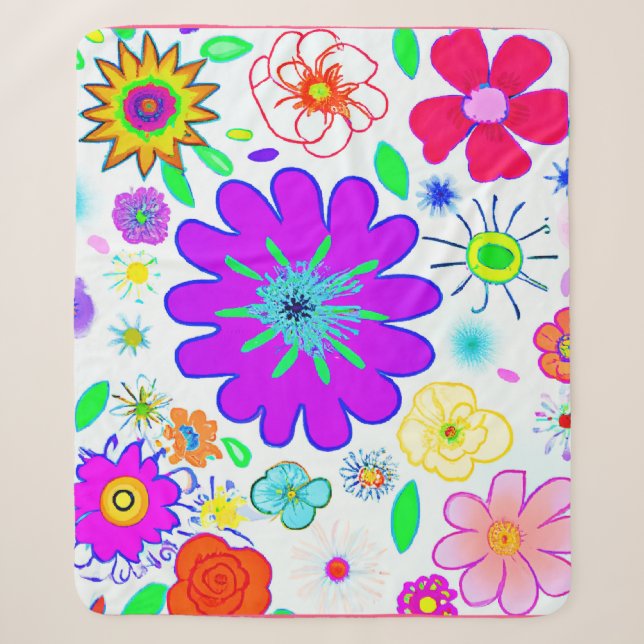 Couverture Sherpa Fleurs colorées Motif (Devant)