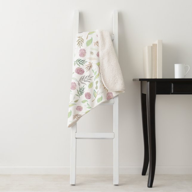 Couverture Sherpa Fleurs d'aquarelle 1 (En situation)
