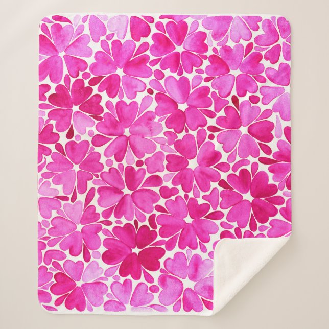 Couverture Sherpa Fleurs d'aquarelle rose délicates (Devant)