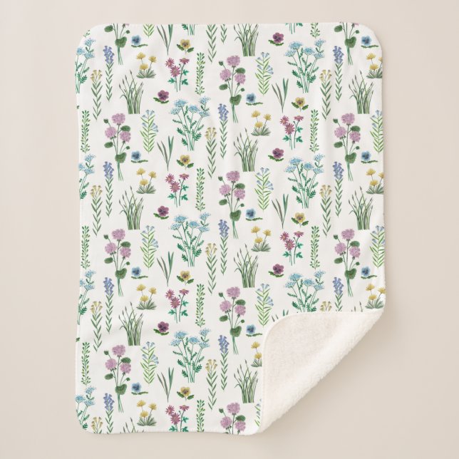 Couverture Sherpa Fleurs de champ Floral | Sherpa Blanket (Devant)