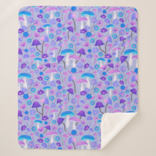 Couverture Sherpa Fleurs de champignons des années 1970 Bois pourpre