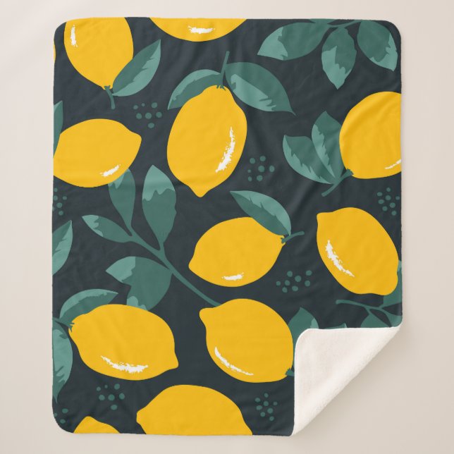 Couverture Sherpa Fleurs de citrons, Texture d'été Vintage. (Devant)
