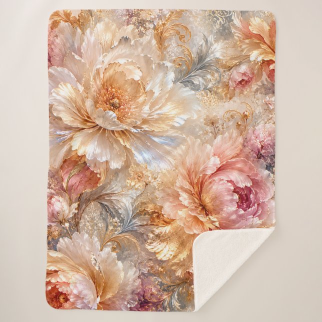 Couverture Sherpa Fleurs de Fantaisie Luxueuses (Devant)