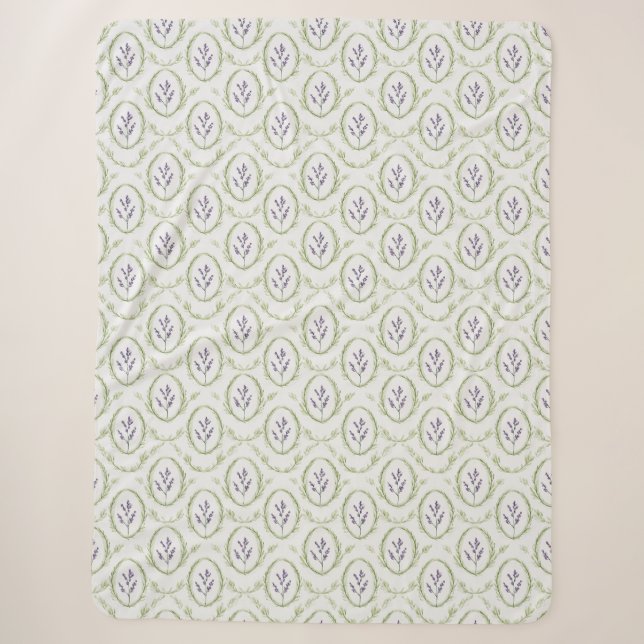 Couverture Sherpa Fleurs de Lavande Verte   (Devant)