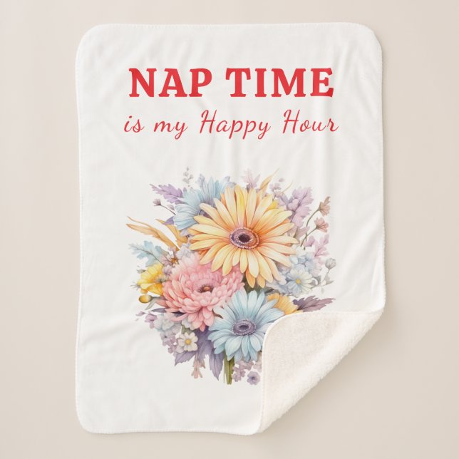 Couverture Sherpa Fleurs de l'heureuse heure de la sieste blanches r (Devant)