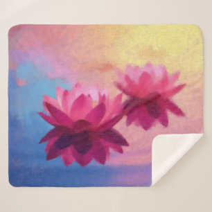 Couverture Sherpa Fleurs de Lotus Abstraites colorées