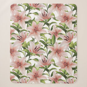 Couverture Sherpa Fleurs de lys. Modèle floral
