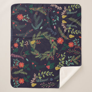 Couverture Sherpa Fleurs de Noël dessinées à la main : collection vi